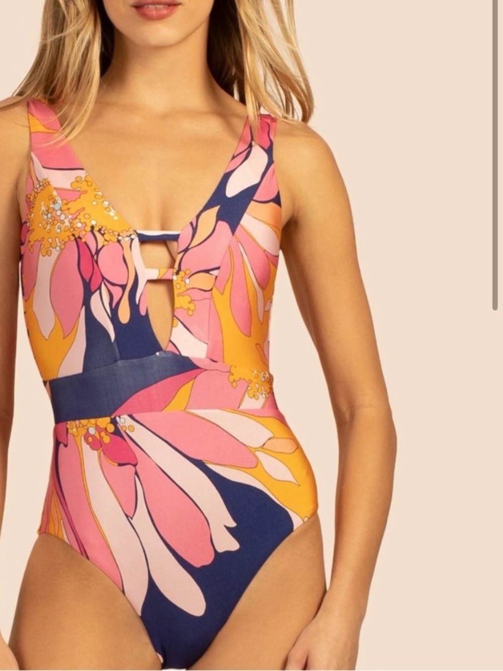 🌴Trina Turk plunge Floral One-Piece Swimsuit size 12🌴